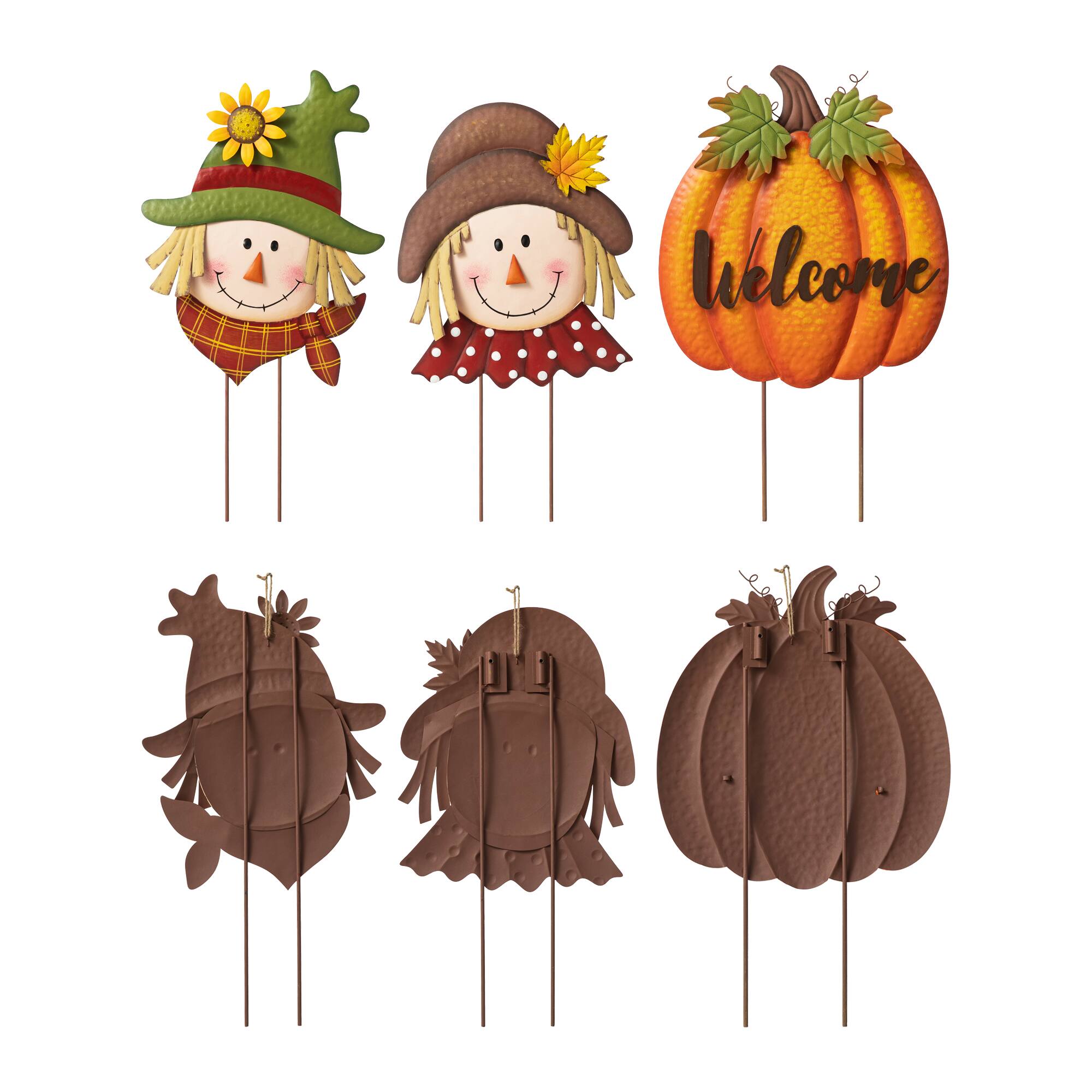 Glitzhome® 4ft. Fall Metal Stacked Scarecrow Yard Stake